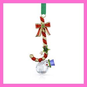 Swarovski Crystal Holiday Ornament Dulcis Candycane Snowman 2024 5684303 Enamel